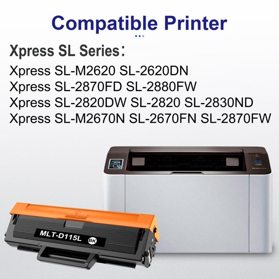 MLT-D115L Toner Cartridge 1-Pack Black Compatible for Samsung 115L MLT D115L for Xpress SL-M2830DW SL-M2880FW SL-M2670 SL-M2620 Printer High Yield