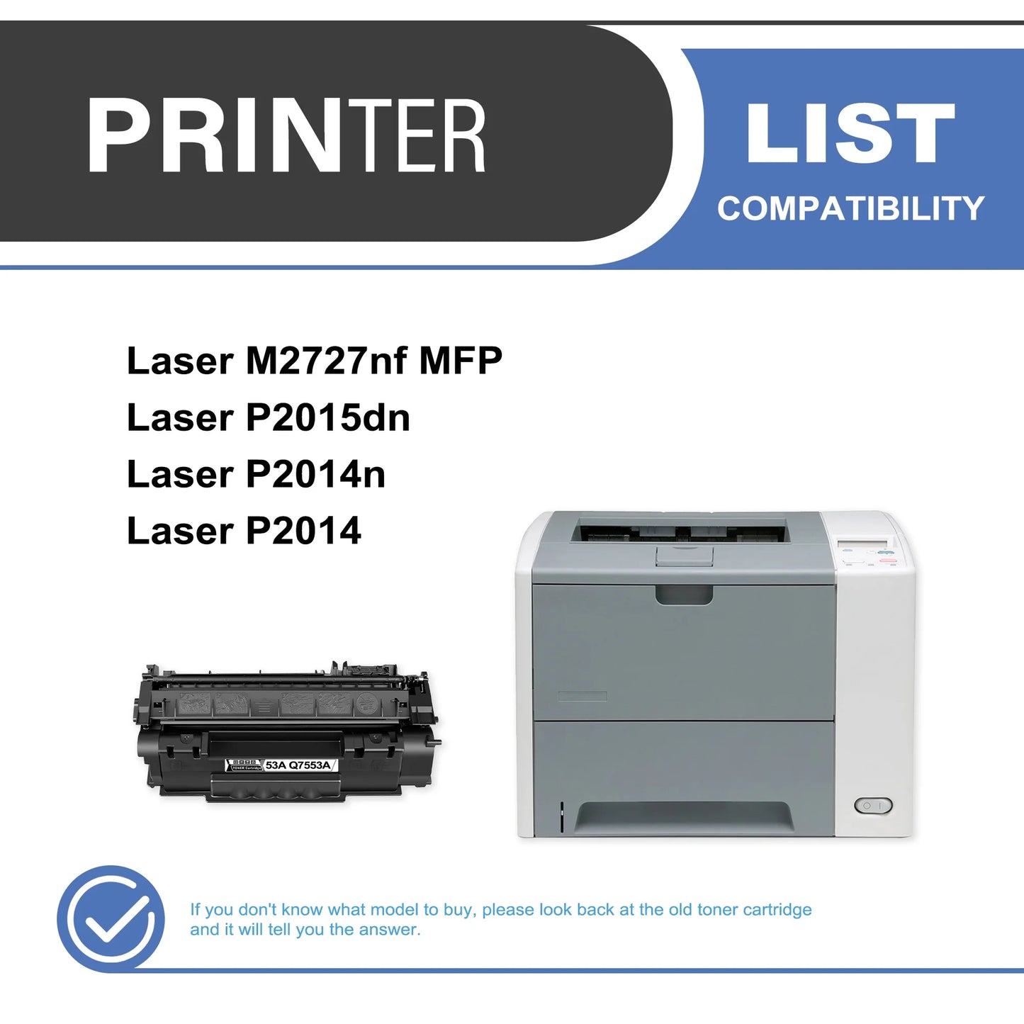53A Q7553A Toner Cartridge Black 2-Pack Compatible for HP 53A Q7553A Toner Cartridges for Laser P2014, P2015 Series; Laser M2727 MFP Series Printer