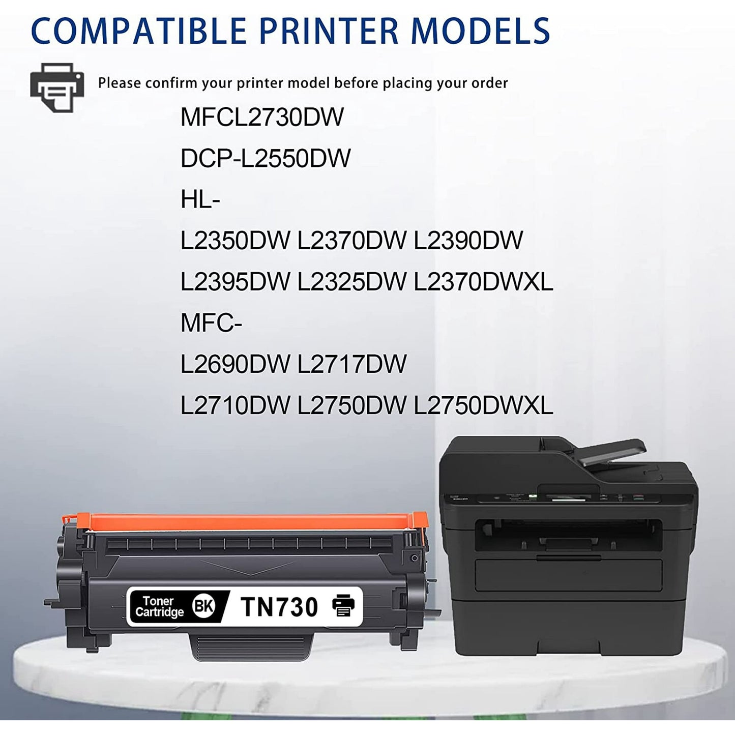 TN730 Black Toner Cartridge Replacement for Brother TN 730 HL-L2350DW Printer (1-Pack)