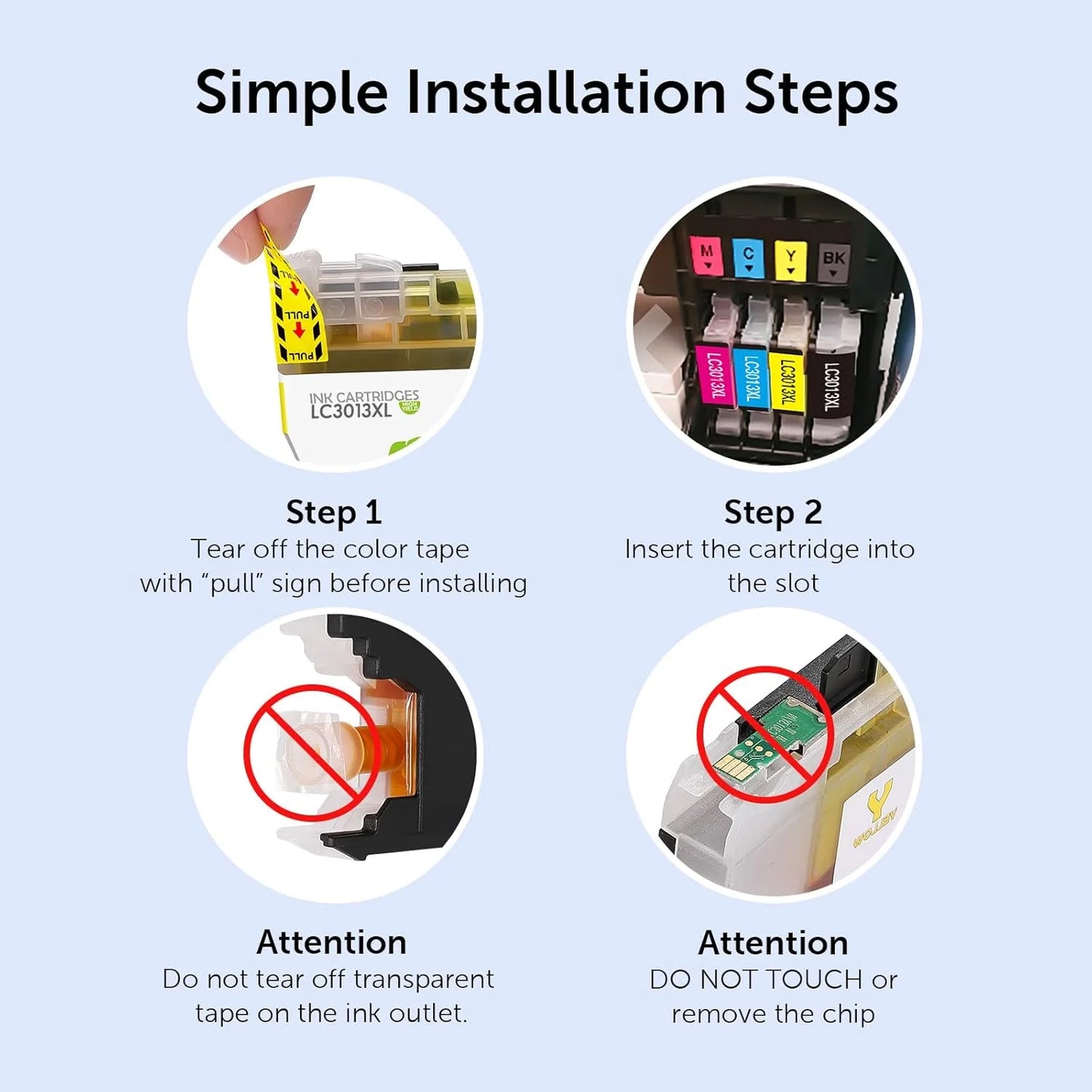 LC3011/3013 Ink Cartridge Replacement for Brother LC3011 Ink Cartridge J491DW J895D Printers 4-Pack