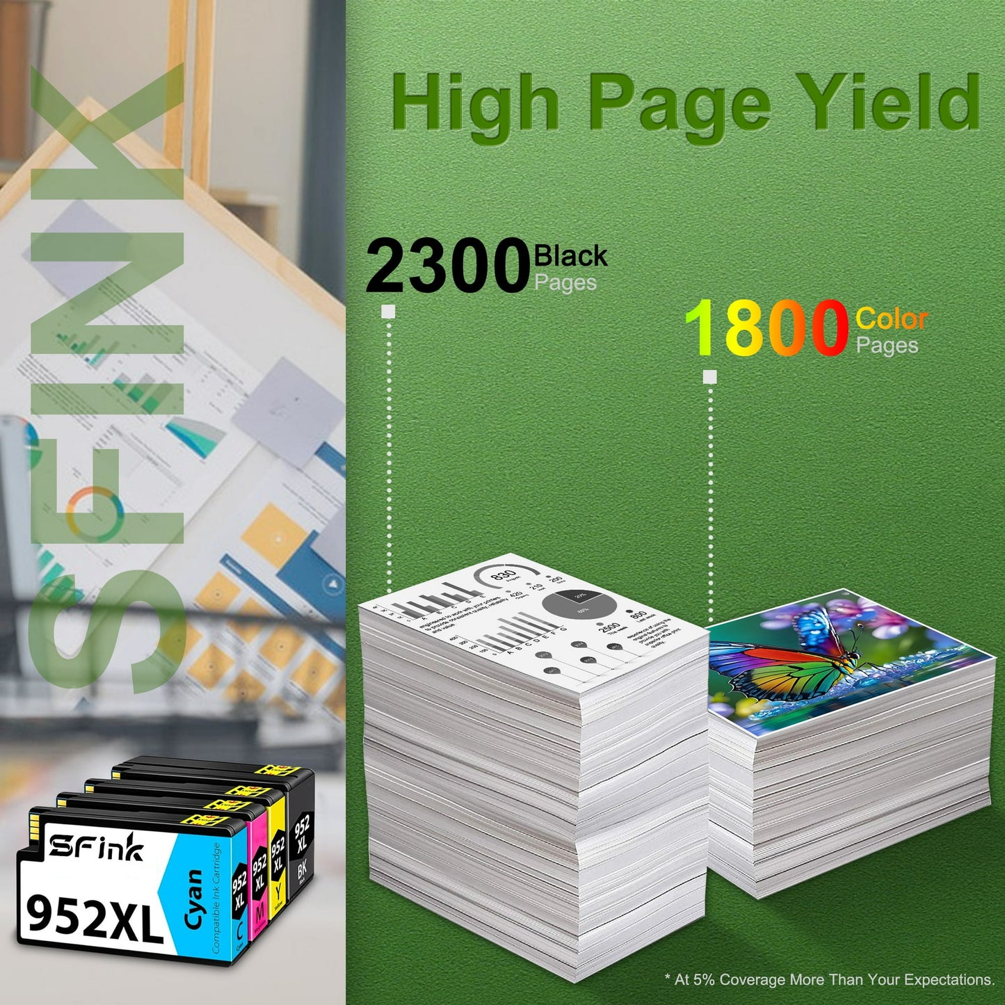 952XL Ink Cartridges Combo Pack (4 Pack) Compatible for HP 952/952 XL Ink, Works with OfficeJet Pro 8702/8710/8715 Printers