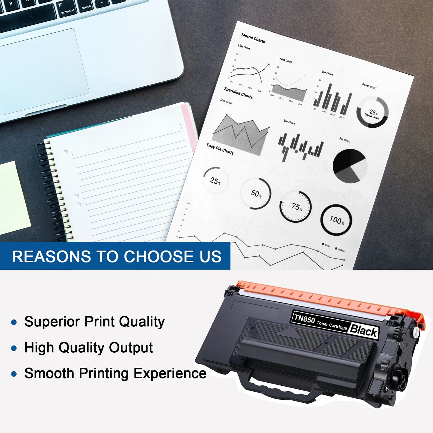TN850 Toner Cartridge Replacement for Brother TN850 Black Toner Compatible for HL-L5000D Printer.