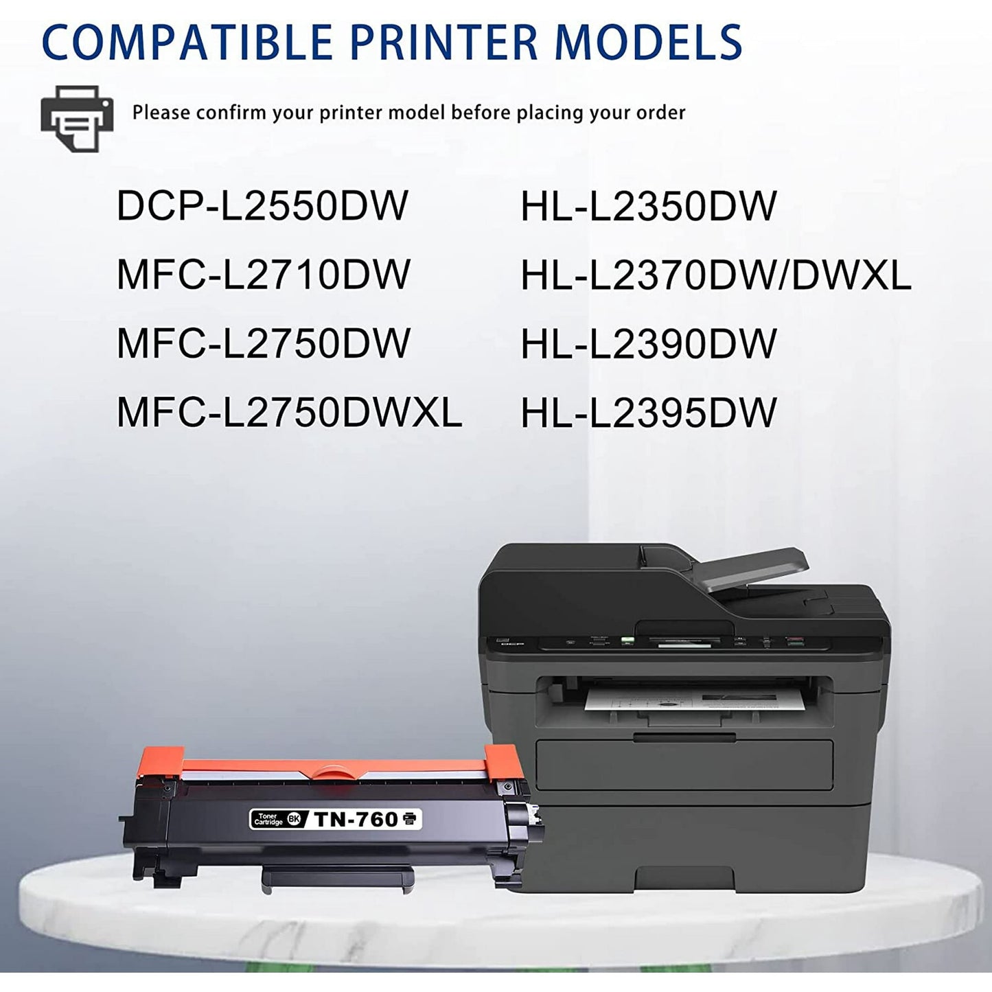 TN 760 TN-760 Toner Replacement for Brother TN760 TN730 Toner Cartridge for MFC-L2710DW MFC-L2760DW L2750DW HL-L2350DW HL-L2390DW HL-L2395DW HL-L2370DW Printer (Black,3 Pack)