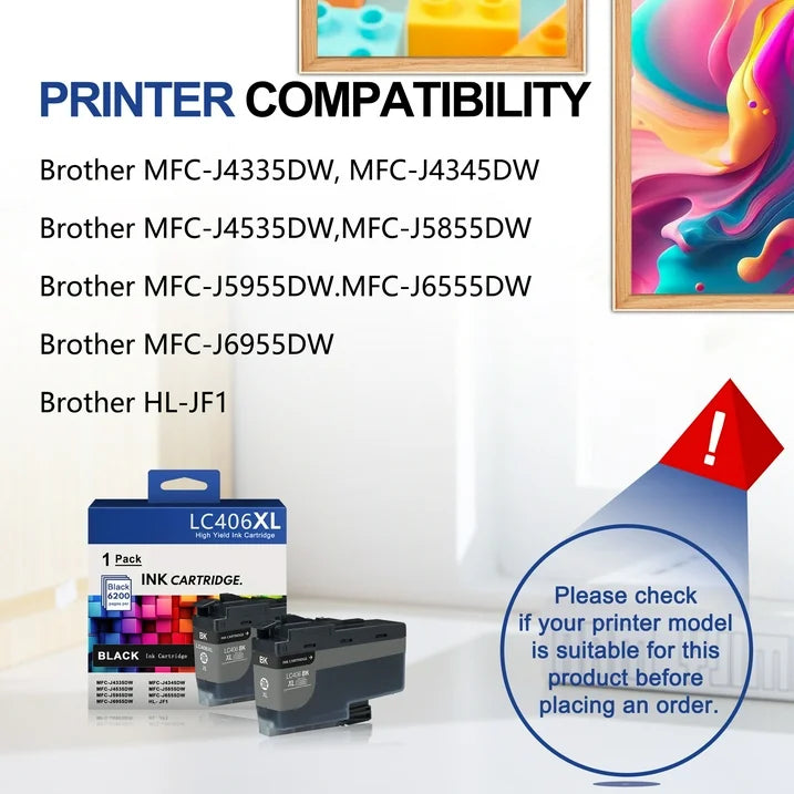 LC406 Ink High Yield 406XL Replacement for Brother LC406XL Ink Cartridge Black MFC-J4335DW J4535DW