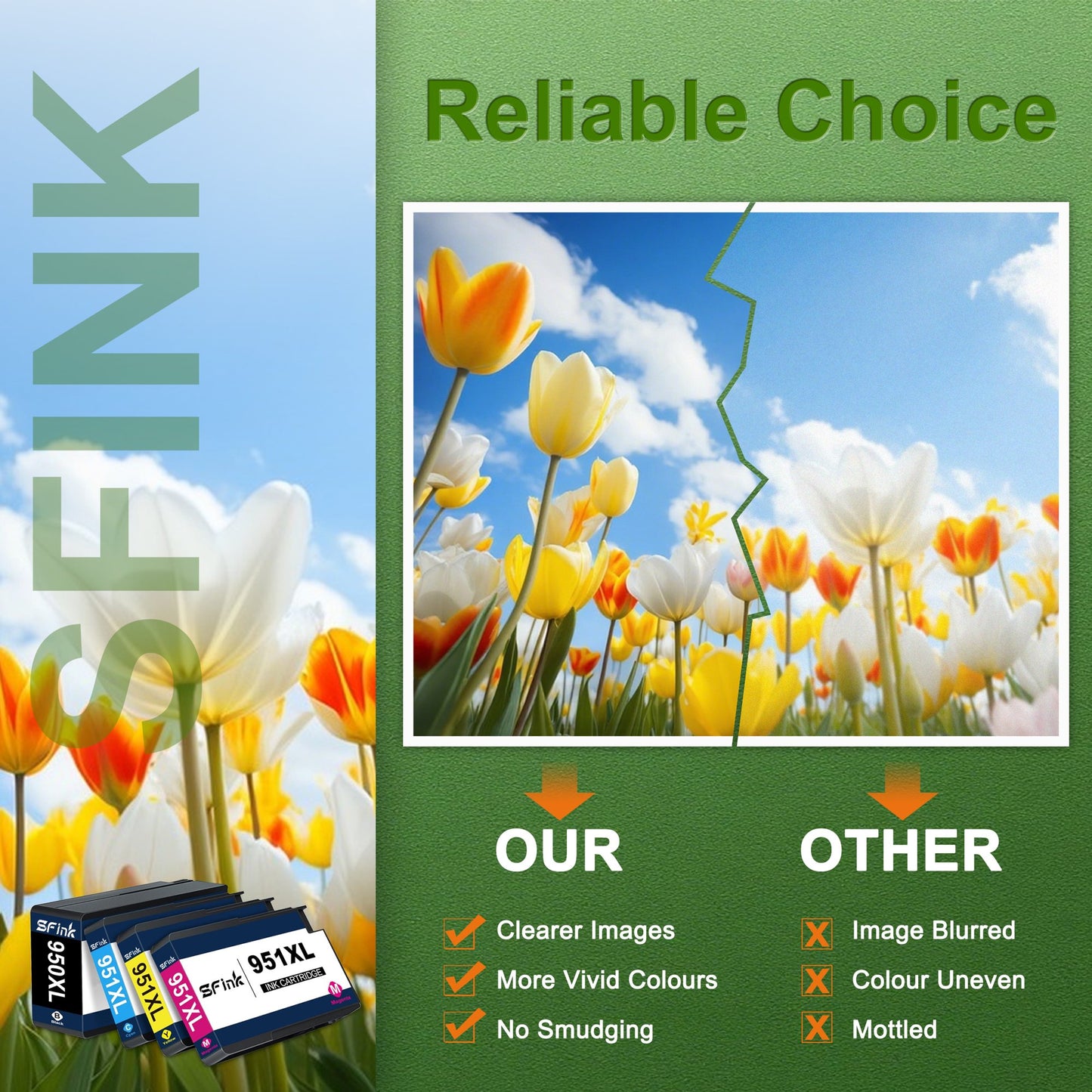 950XL 951XL Ink Cartridge 4-Pack Compatible for HP 950XL 951XL Ink Cartridges for OfficeJet Pro 8100 8600 8610 8620 8630 8640 8615 8625 8660 251dw 271dw 276dw Printers( Black Cyan Magenta Yellow)