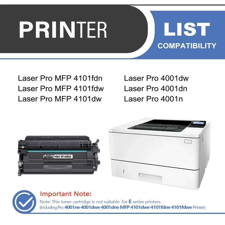 148A W1480A Toner Cartridge Balck 1-Pack Compatible for HP 148A W1480A Toner Cartridges for Laser Pro 4001, MFP 4101 Series Printer