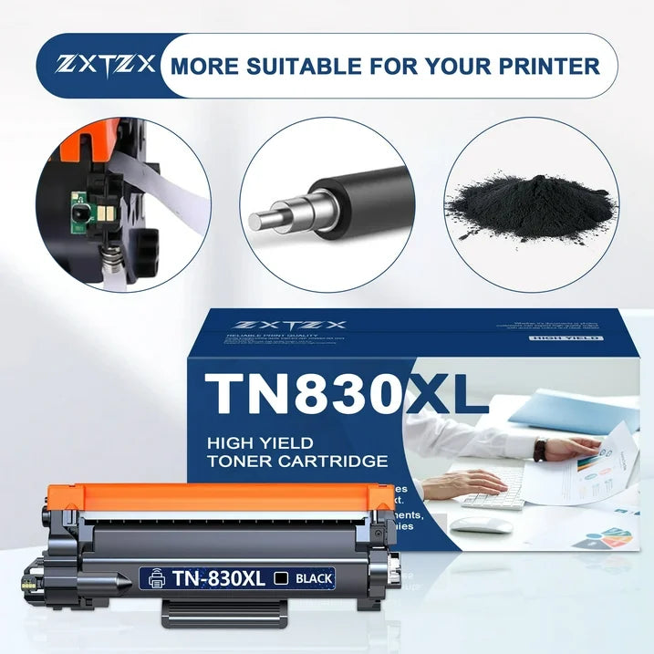 TN830XL Toner Cartridges Compatible for Brother TN830 Toner cartridge For HL-L2480DW MFC-L2807DW MFC-L900DW MFC-L2820DWXL DCP-L2640DW Printer (2 Pack)
