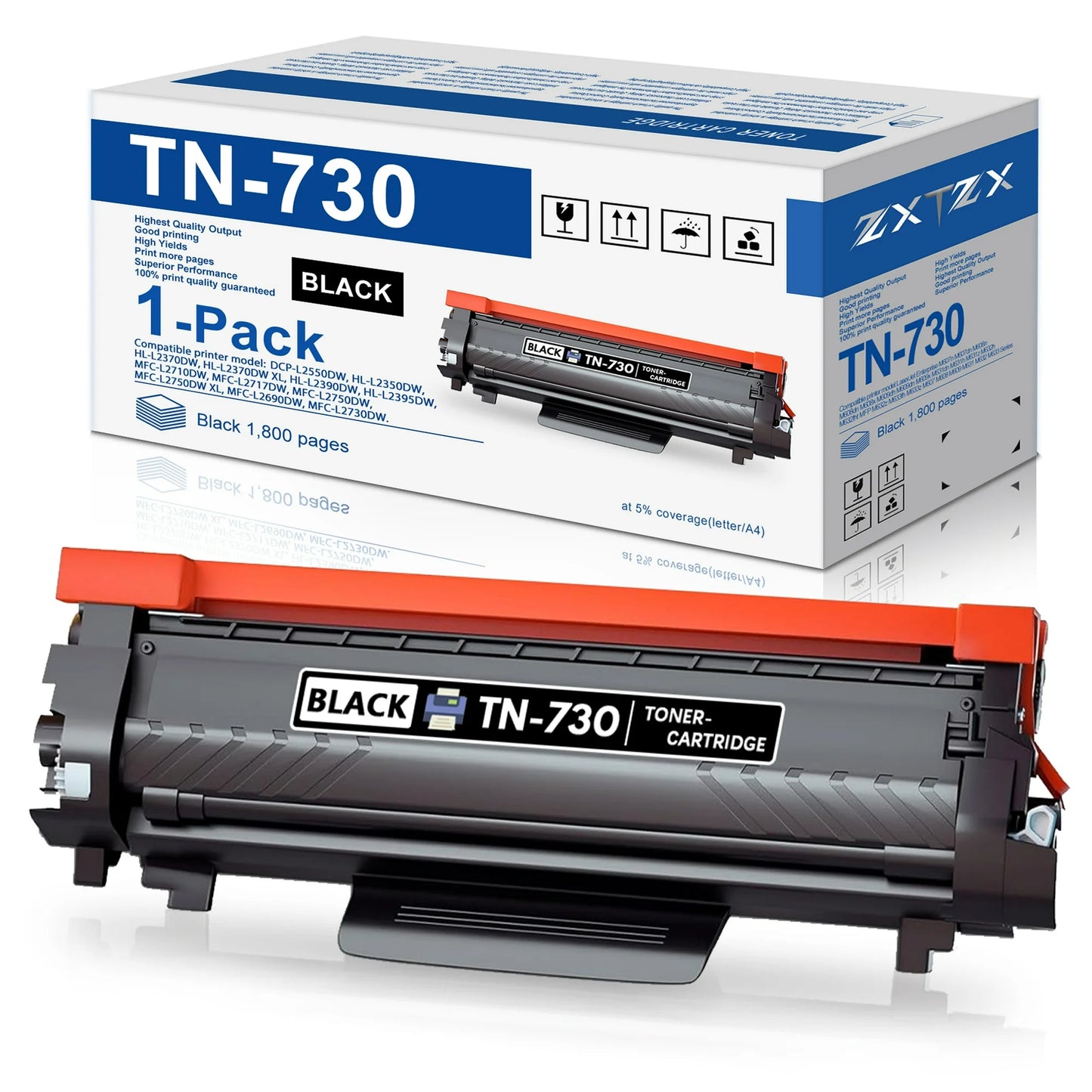 TN730 Toner Cartridge Compatible for Brother TN-730 730 Work for DCP-L2550DW MFC-L2710DW MFC-L2750DW Printer (Black, 1-Pack)
