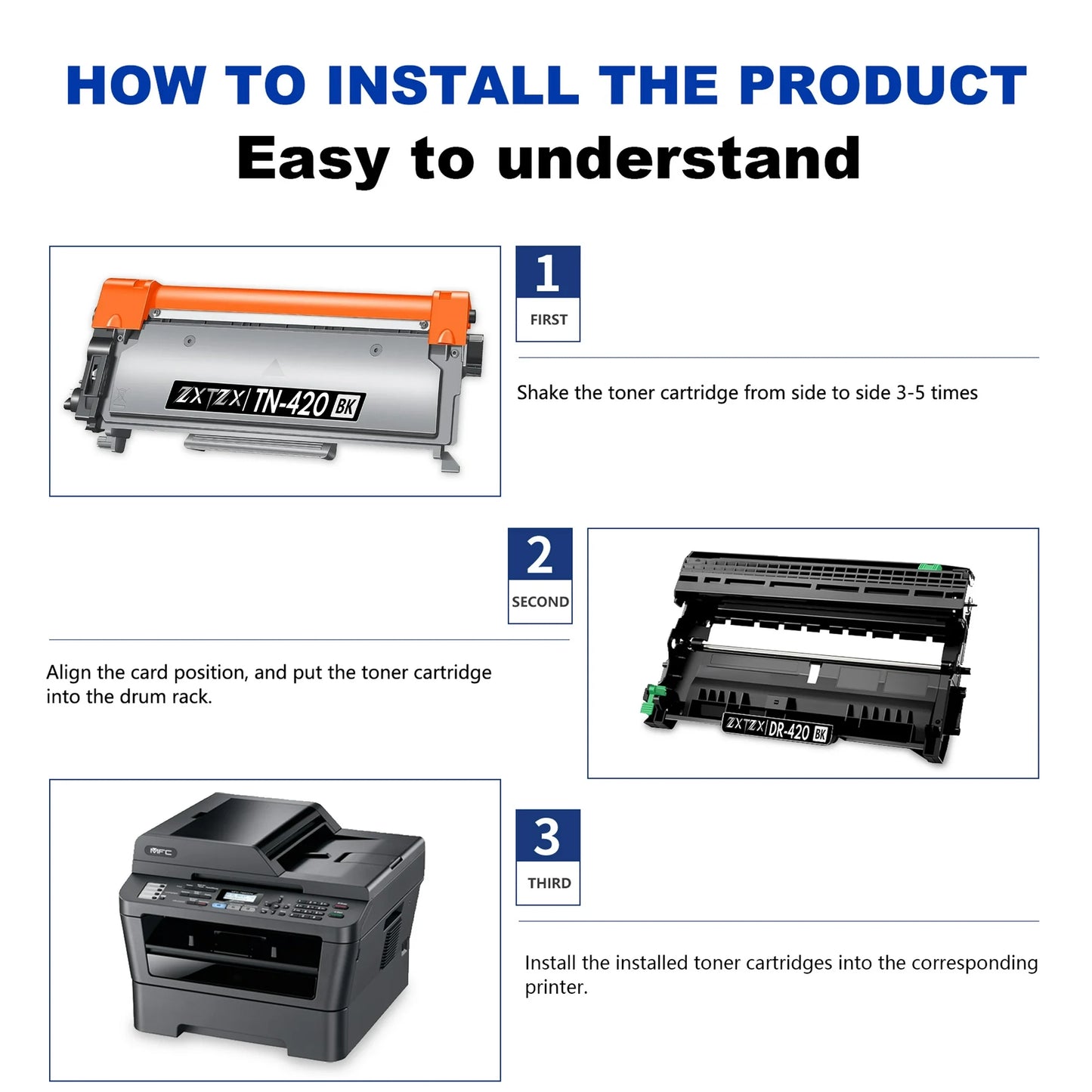 TN450 Toner Compatible for Brother TN450 TN420 Toner Cartridges HL-2275DW MFC-7240 Printer