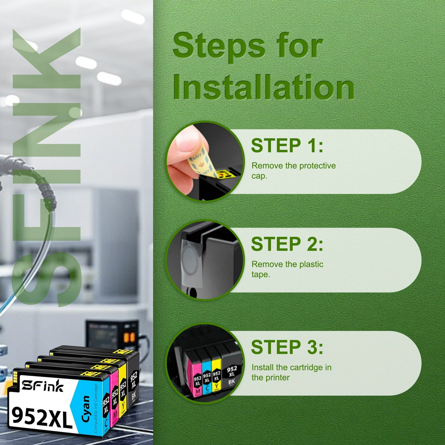 952XL Ink Cartridges Combo Pack (4 Pack) Compatible for HP 952/952 XL Ink, Works with OfficeJet Pro 8702/8710/8715 Printers
