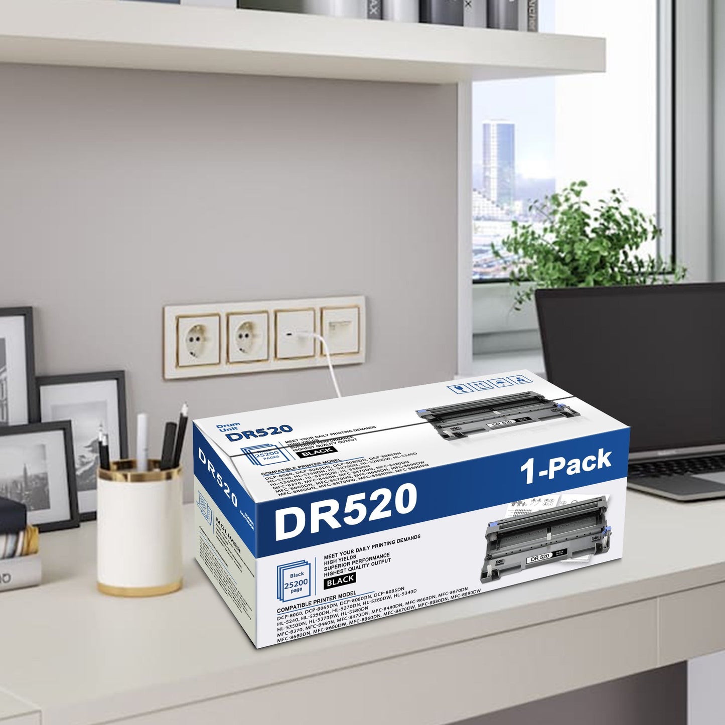 DR 520 Drum Unit Compatible with Brother DR520 DR-520 for HL-5280DW HL-5340D HL-5350DN Printers (1 Pack Black Drum Unit)