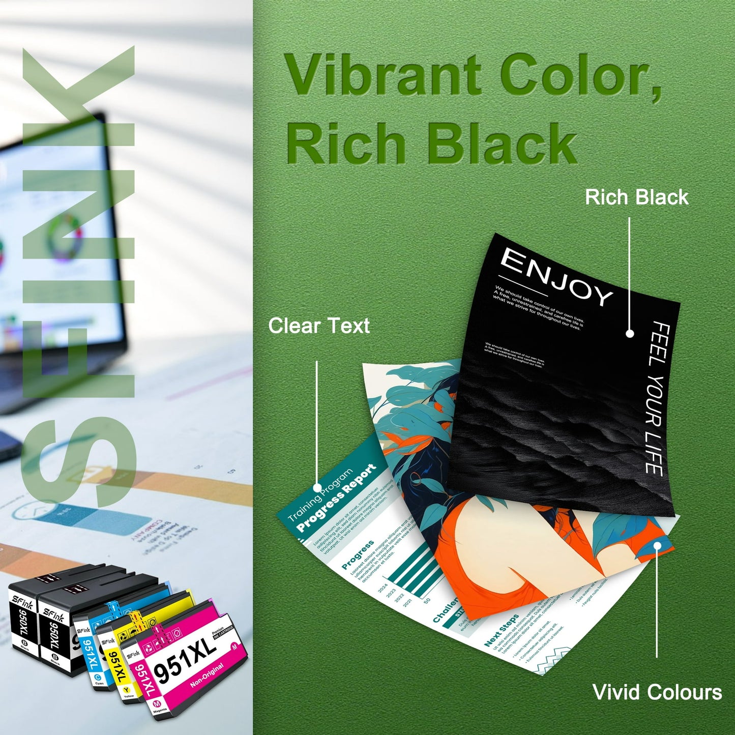 950XL 951XL Ink Cartridge 4-Pack Compatible for HP 950XL 951XL Ink Cartridges for OfficeJet Pro 8100 8600 8610 8620 8630 8640 8615 8625 8660 251dw 271dw 276dw Printers( Black Cyan Magenta Yellow)