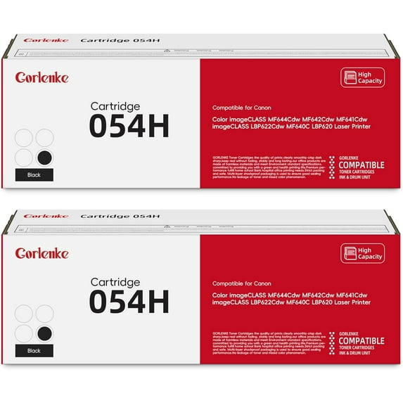 054 054H Toner Cartridge 2-Pack Black High Capacity Replacement for Canon Cartridge 054 054H CRG-054 CRG-054H Toner Color ImageClass MF642Cdw MF644Cdw MF640C LBP622Cdw Printer