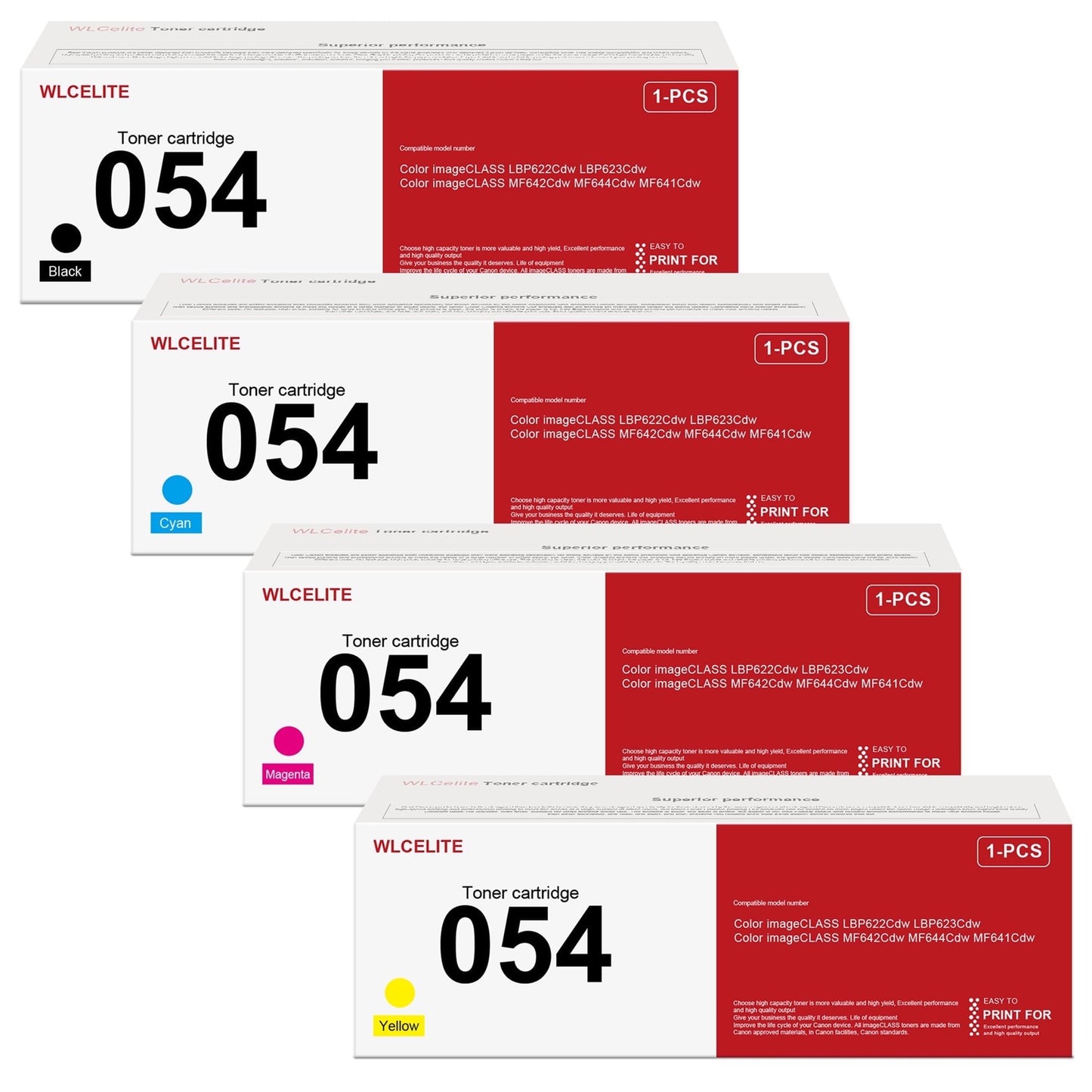 054 CRG 054 Toner Replacement for Canon 054 Toner Cartridge for LBP623Cdw MF644cdw MF641Cdw Printer ( 4-Pack)