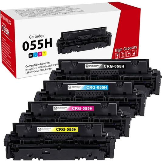 055H High Yield Toner Cartridge (4-Pack, Black Cyan Magenta Yellow): Replacement for Canon 055H Cartridge Color imageCLASS MF741Cdw MF743Cdw MF745Cdw Printer