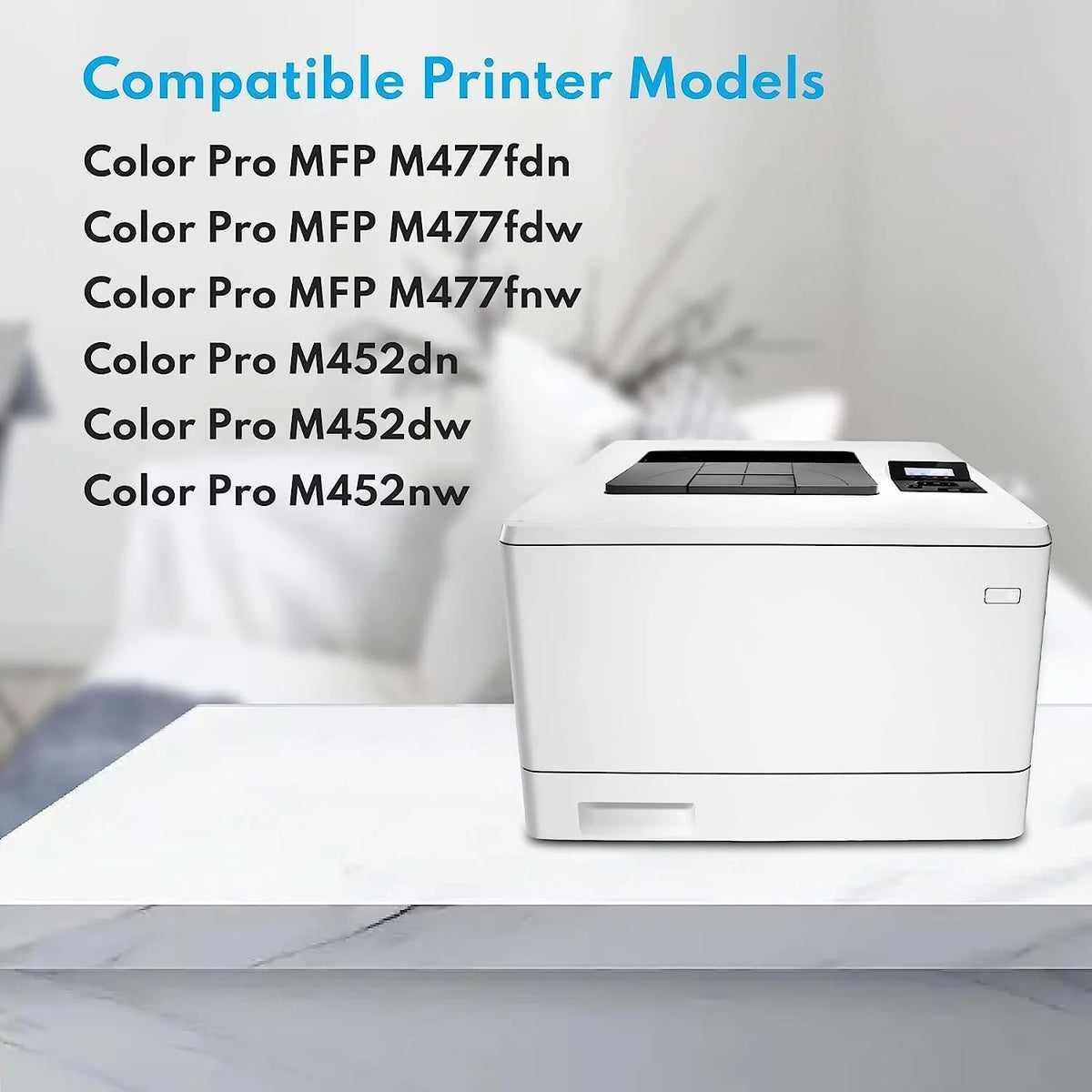 410A Toner Cartridge High Yield (4-Pack) Set with Chip Compatible for Color M477fnw | CF410A CF411A CF412A CF413A