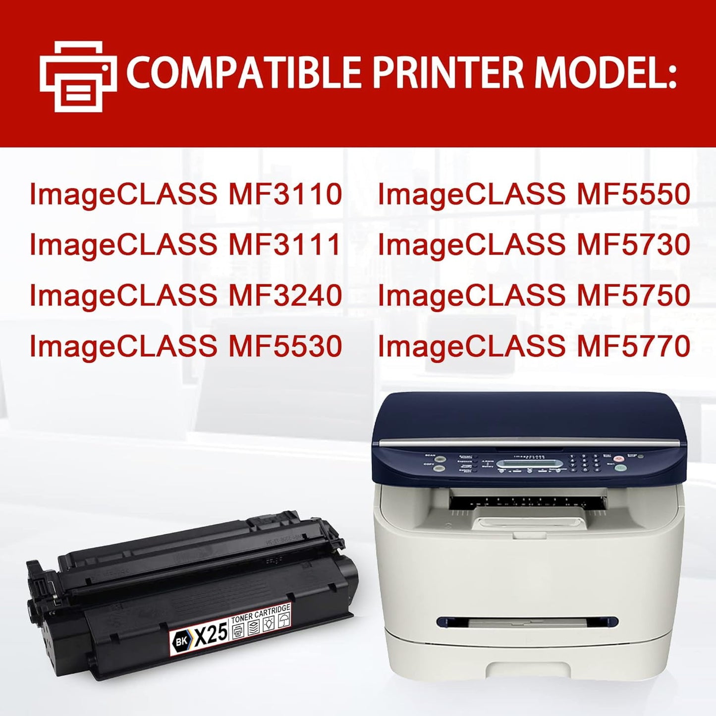 X25 Toner Cartridge Black: X-25 Toner Cartridge Replacement for Canon X25 ImageCLASS MF3110 MF3111 MF3240 MF5530 MF5550 MF5730 MF5750 MF5770 Printer Ink