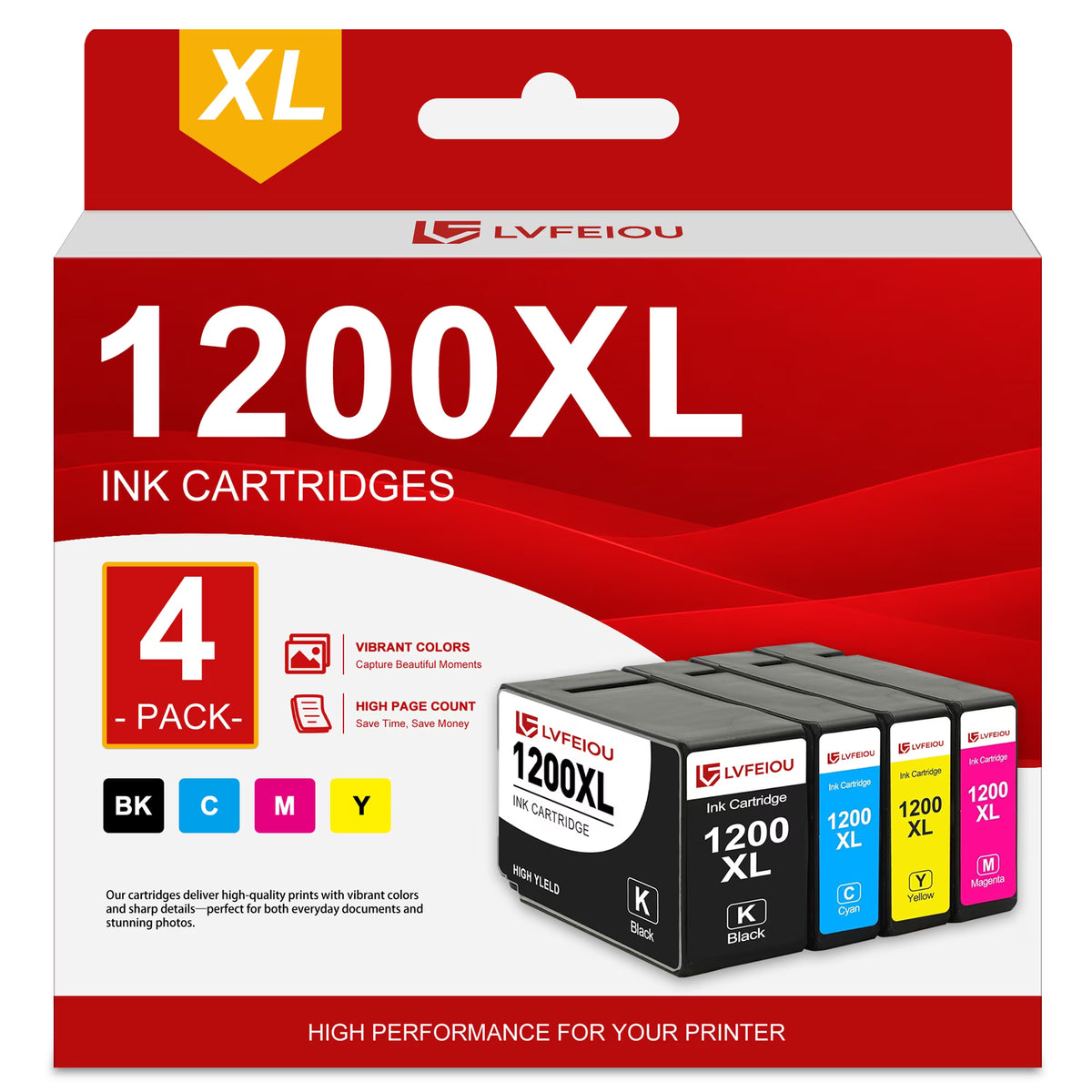 PGI-1200XL 1200XL Ink Cartridge Compatible for Canon PGI 1200XL Ink MAXIFY MB2120 MB2050 MB2350 MB2320 MB2020 MB2720 MB2030 Printers (4 Pack)