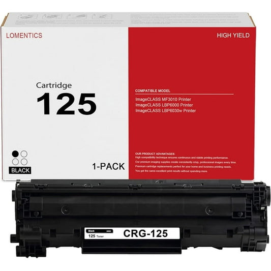 125 Toner Cartridge 1 Black 125 Toner Replacement for Canon 125 ImageCLASS LBP6030w LBP6000 MF3010 Printer