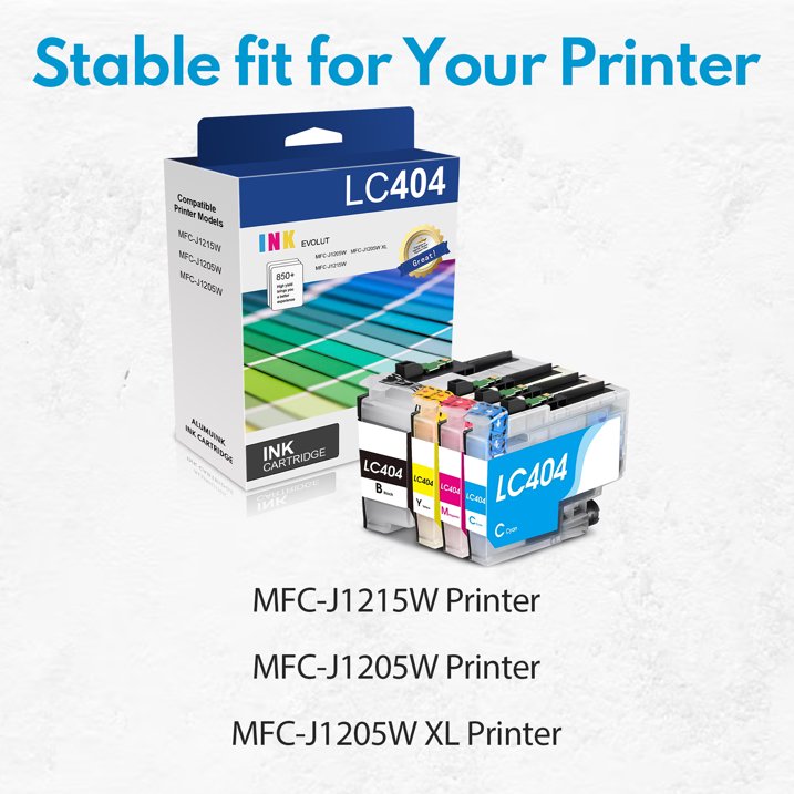 LC404 Ink Cartridges (High Yield,4 Pack) Compatible for Brother LC404 Ink MFC-J1205W J1215W Printer