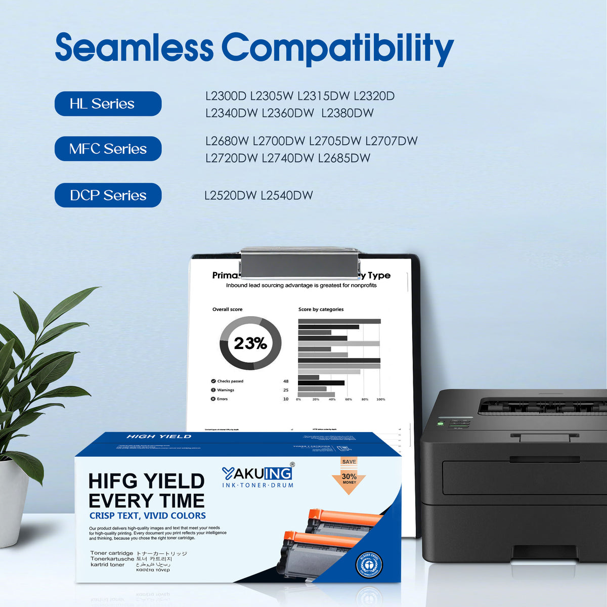 TN630 TN 630 Toner Cartridge Compatible for Brother TN630 High Yield Black Works with HL-L2320D L2340DW DCP-L2540DW MFC-L2720DW L2740DW ( 2 Black )