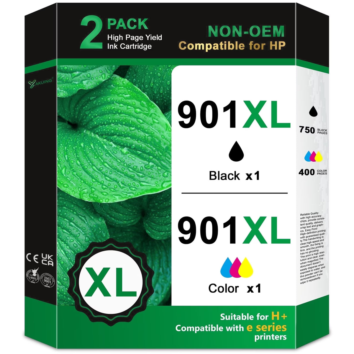 901XL Ink Cartridges Compatible for HP 901XL Ink Cartridge Work with Officejet 4500 G510a 4500 G510g Officejet J4524 J4540 J4550 J4580 Printers (1 Black /1 Tri-Color)