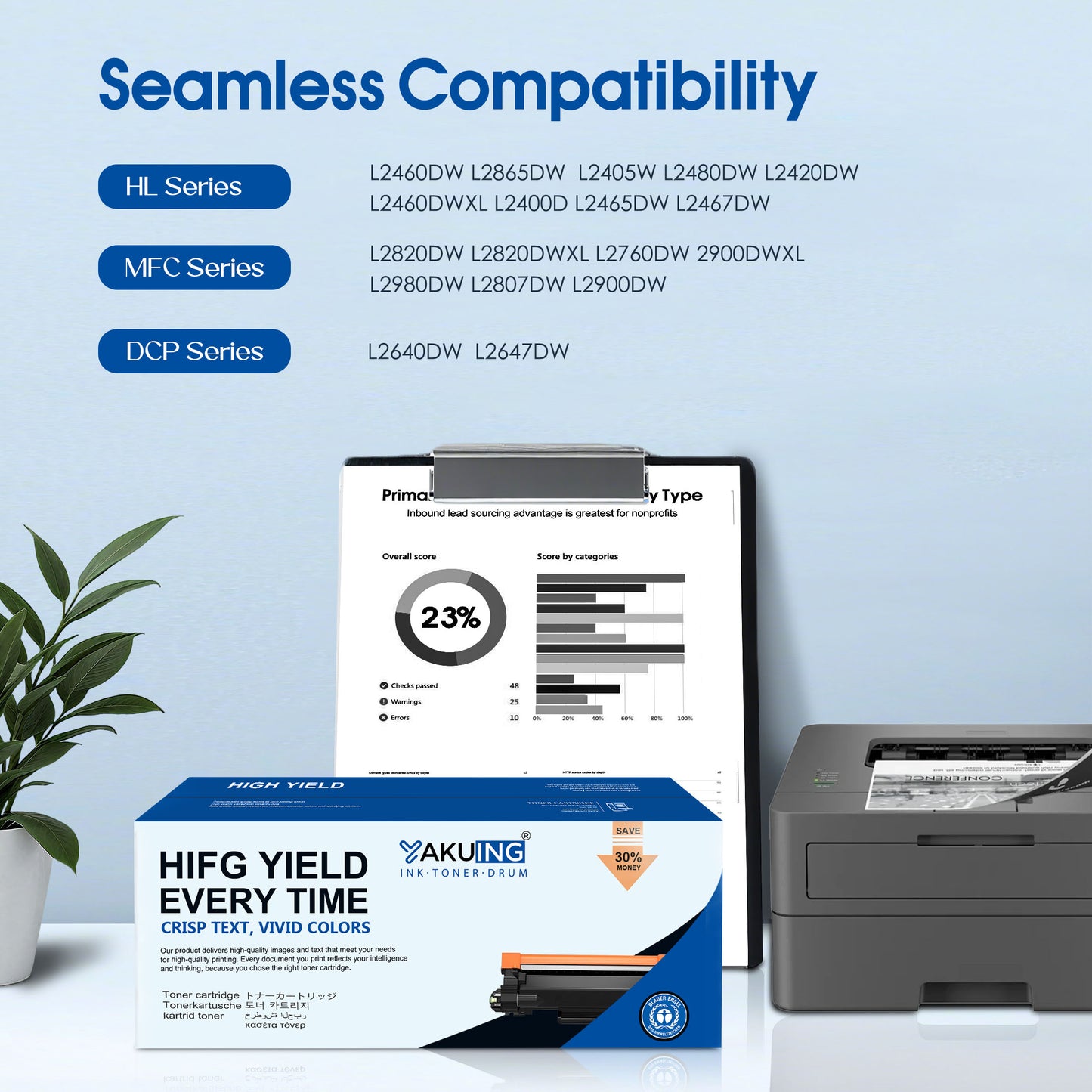 TN830 TN 830 Toner Cartridge Compatible for Brother TN830 High Yield Black Works with MFC-L2820DW HL-L2460DW DCP-L2640DW [ 1-Pack, 1500 Pages Per Cartridge ]