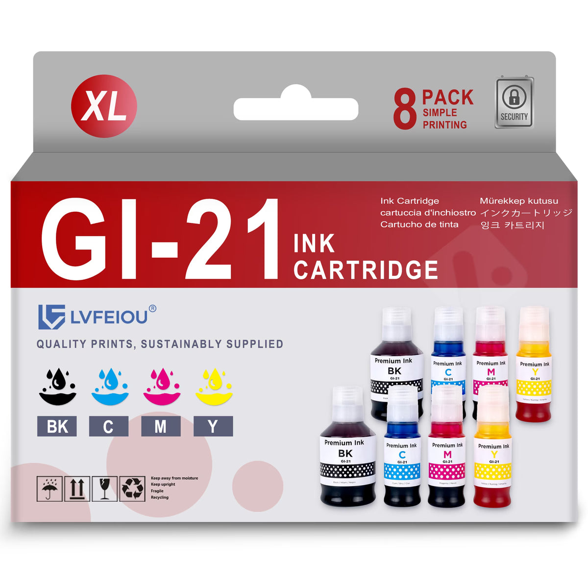 GI-21 Ink Refill Bottles Compatible for Canon GI 21 Ink for Canon PIXMA G1220 G1230 G2260 G2270 Printers (2 Black / 2 Cyan / 2 Magenta / 2 Yellow)