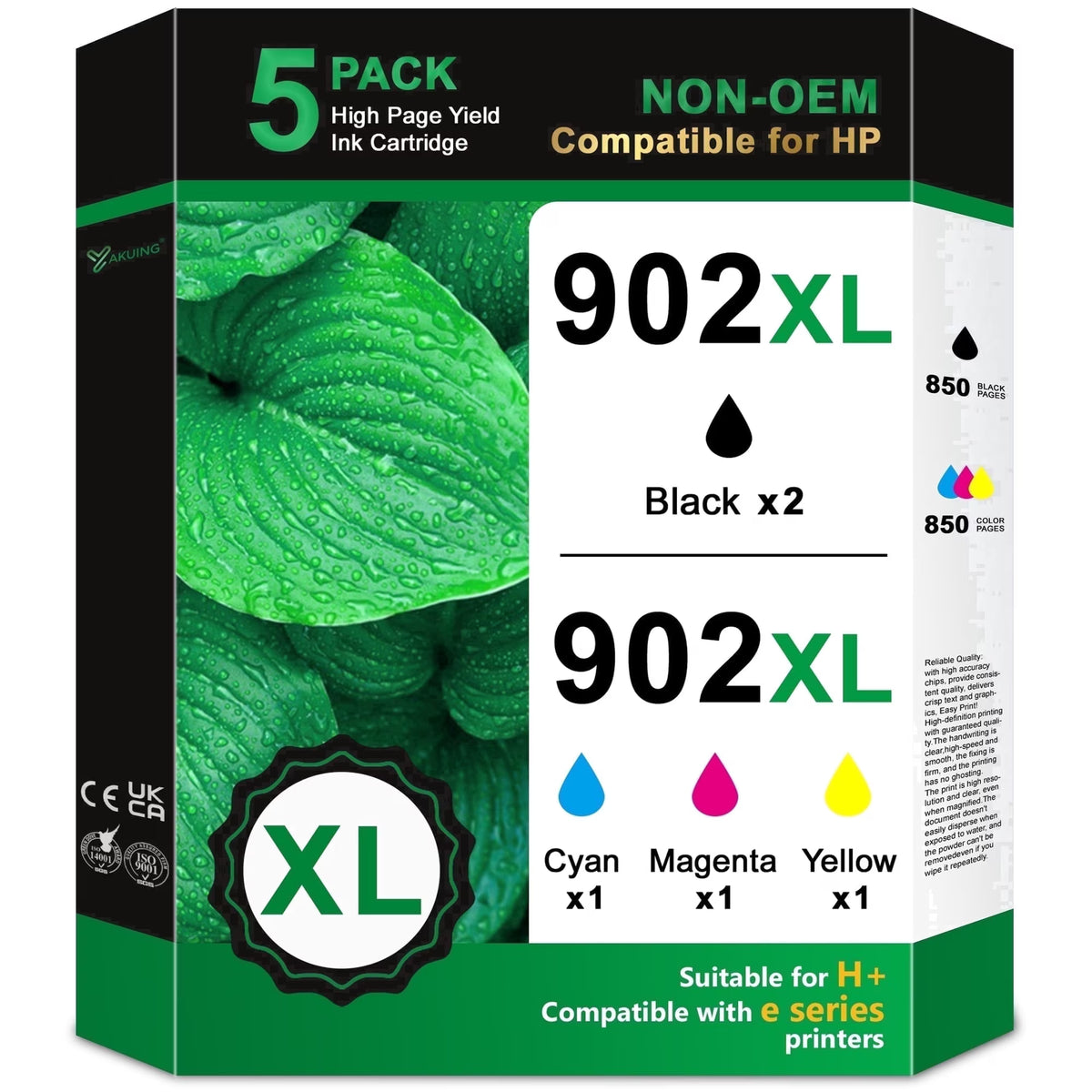 902 XL 902XL Ink Cartridge Combo Pack Compatible for HP902XL 902 XL Ink Cartridge to use with Officejet Pro 6978 6968 6974 6975 Officejet 6956 6958 Printers (2 Black, 1 Cyan, 1 Magenta, 1 Yellow)