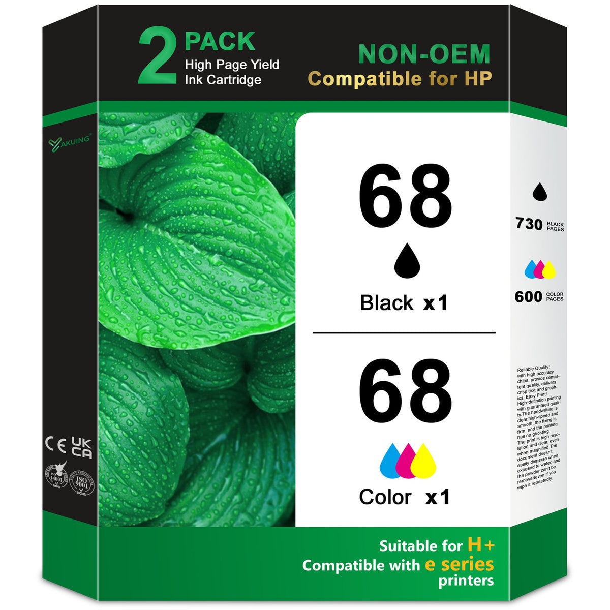 68 Ink Cartridges Compatible for HP 68 68e Ink Cartridge Work with Envy 6155e 6555e 6100e 6500e 6552e 6558e Printers (Black, Tri-Color)