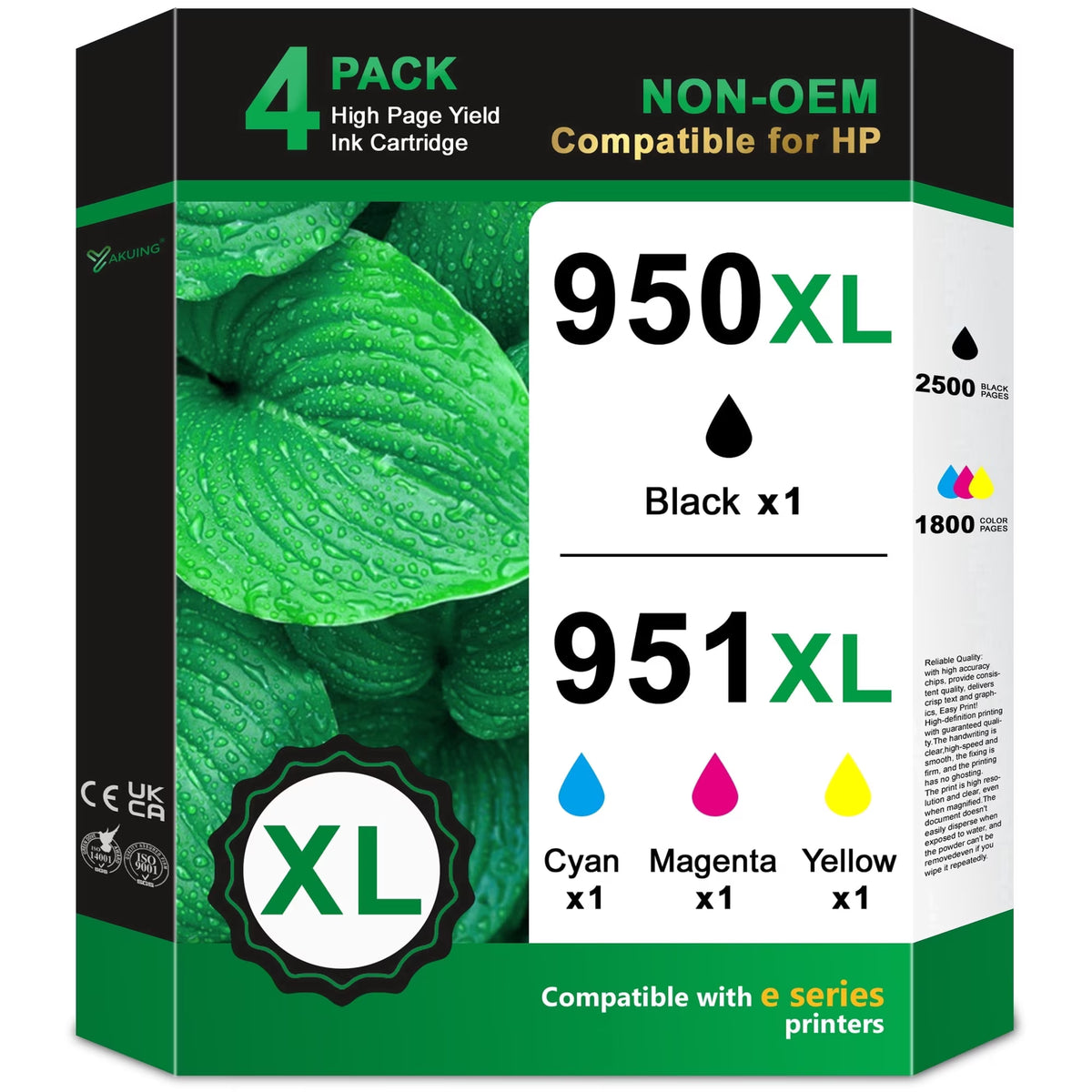 950XL 951XL Ink Cartridges Compatible for HP 950 951 Ink Cartridge 950 XL 951 XL for OfficeJet Pro 8610 8600 8620 276dw 251dw Printers (4 Pack)