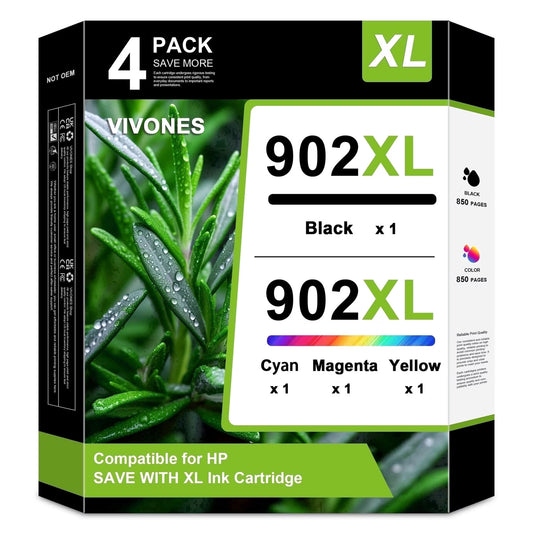 902 XL ink cartridge Compatible for HP 902 XL Ink Cartridges for Officejet Pro 6978 OfficeJet 6958 Printer ( 4 Pack )
