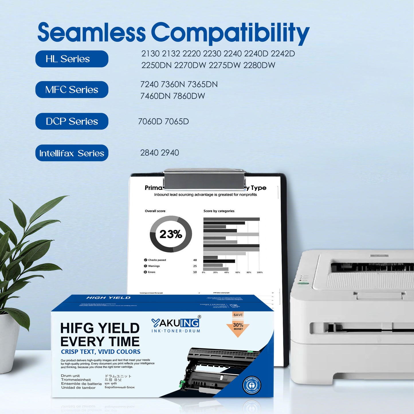 DR420 DR 420 Drum Unit Compatible for Brother DR420 High Yield Black Works with DCP-7060D Intellifax-2840 HL-2130 2132 [ 1-Pack, 12000 Pages Per drum unit ]