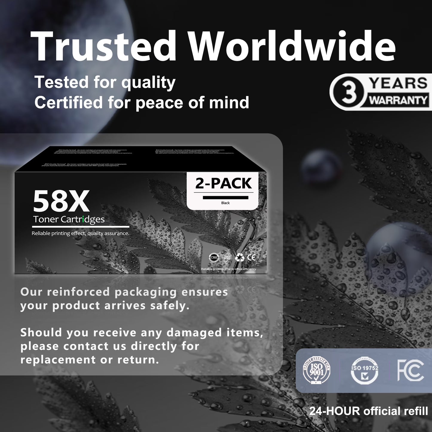 58X CF258X Toner Cartridge Compatible for 58X 58A Toner LaserJet Pro M404dw M404n M428dw Printer (2 Pack Black)