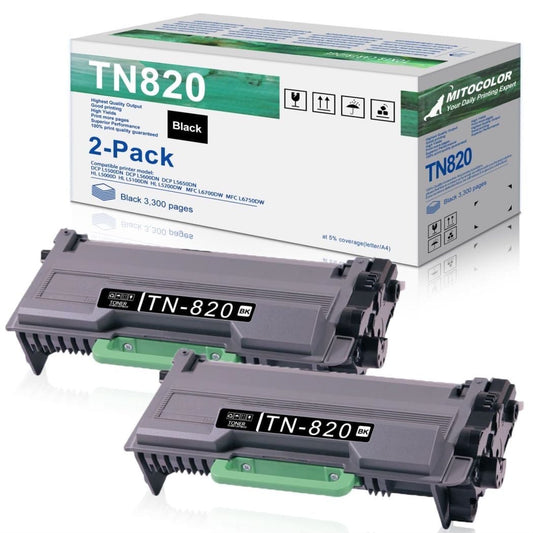 2-Pack TN820 Black Toner Cartridge Replacement for Brother DCP-L5500DN HL-L5000D MFC-L5700DW Printer