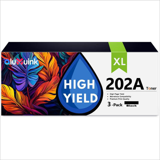 202A Toner Cartridge 3 Pack Compatible for HP 202A CF500A Black Toner Cartridges for Color Laser Pro M254, Color Laser Pro MFP M281 Series Printers