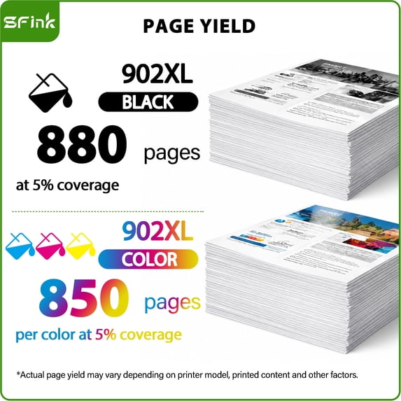 902XL 902 XL Ink Cartridges 4 Pack Compatible for HP 902 Ink Cartridges Combo Pack Work for OfficeJet 6962 OfficeJet Pro 6978 Printers