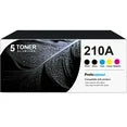 210A W2100A Toner Cartridge 5-Pack Compatible for HP 210A W2100A Toner Cartridges for Color Laser Pro 4201, Color Laser Pro MFP 4301 Series Printer (2 Black, 1 Cyan, 1 Magenta, 1 Yellow)