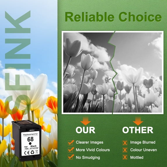 68 Ink（1-Pack Black） Combo Pack Compatible for HP68 Ink Cartridges Work for for Envy 6552e 6555e 6155e 6152e 6558e 6552e 6555e Printers