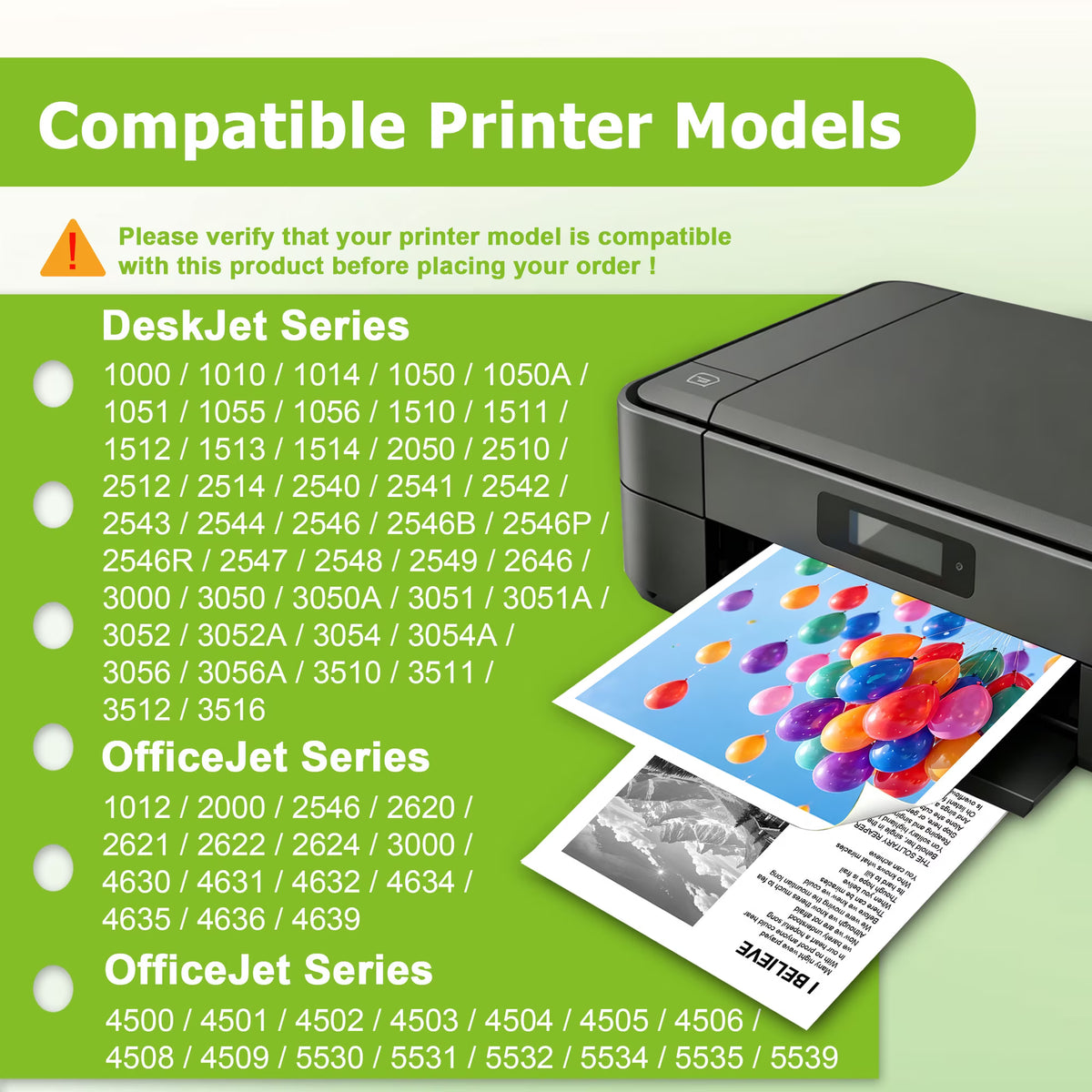 61XL Ink Cartridges Combo Pack Compatible for HP61 XL Ink Cartridge with Envy 4500 5530 4502 4501 5535 OfficeJet 4630 4635 DeskJet 2540 1000 1010 1510 (1 Tri-Color, 1 Black)