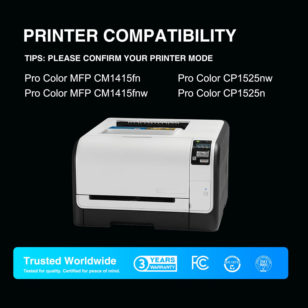128A Toner Cartridges (With Chip) Compatible for 128A CE320A CE321A CE322A CE323A for Laser Jet Pro Color MFP CM1415fn CM1415fnw CP1525nw CP1525n Series Pritner Ink (4 Pack)