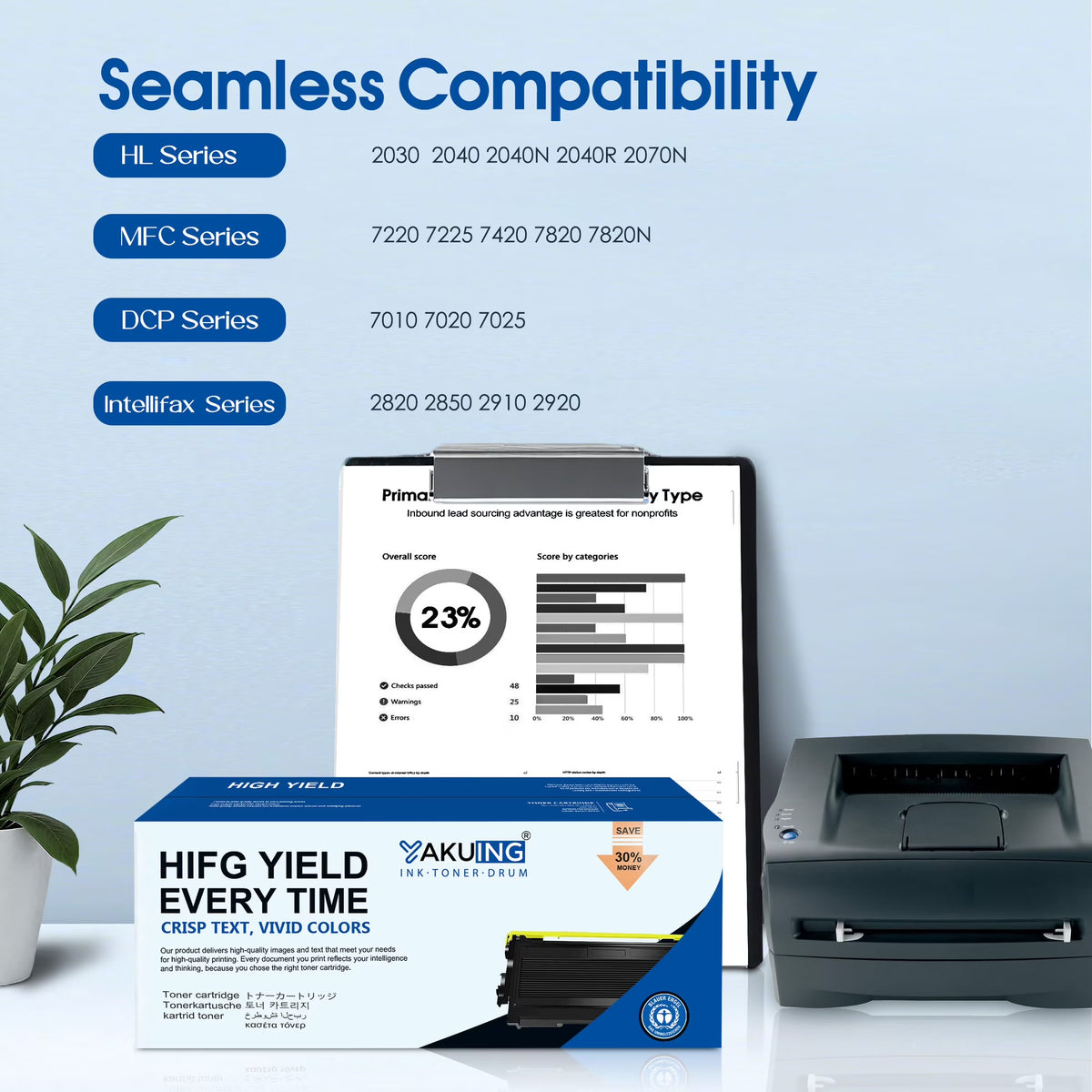 TN350 TN 350 Toner Cartridge Compatible for Brother TN350 High Yield Black Works with HL-2030 DCP-7010 MFC-7220 Intellifax-2820 [1-Pack, 2700 Pages Per Cartridge]