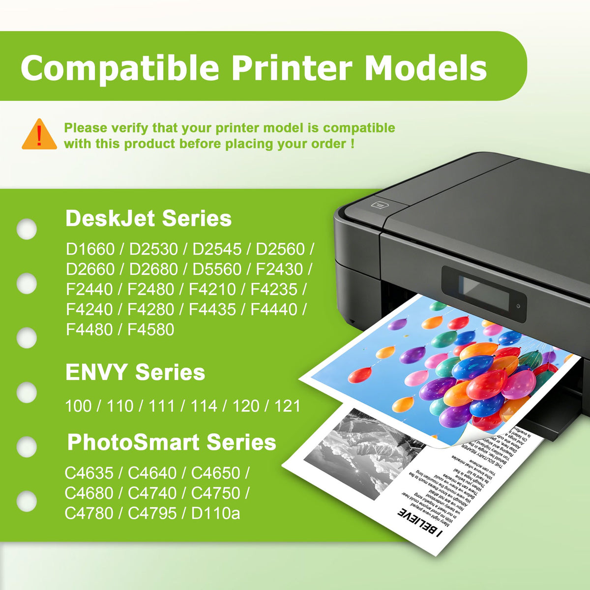 60XL Ink Cartridges Combo Pack Compatible for HP60XL Ink Cartridge Work with DeskJet D1660 D2530 ENVY 100 110 111 PhotoSmart C4635 C4640 Printers (2 Black)