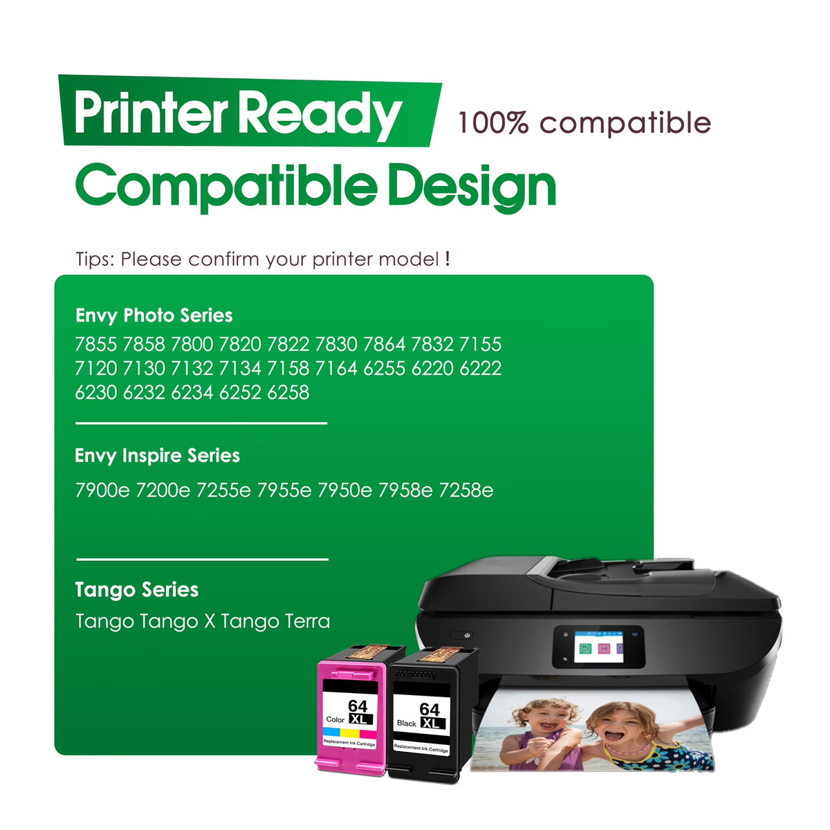 64XL Ink Cartridges Compatible for HP 64 XL Ink Cartridge Combo Pack 64 Ink for Envy Inspire 7900e Envy Photo 7855 Printers (Black, Tri-color)