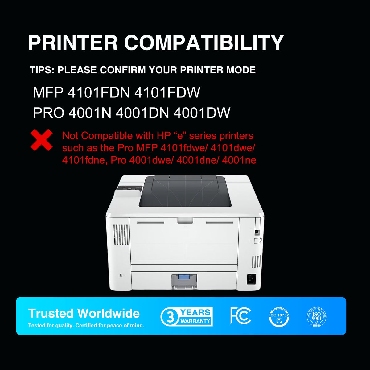 148X Toner Cartridge Black (with Chip) Compatible for 148X W1480X for Pro 4001dw 4001dn 4001n MFP 4101fdw 4101fdn Printer Ink (2 Pack)