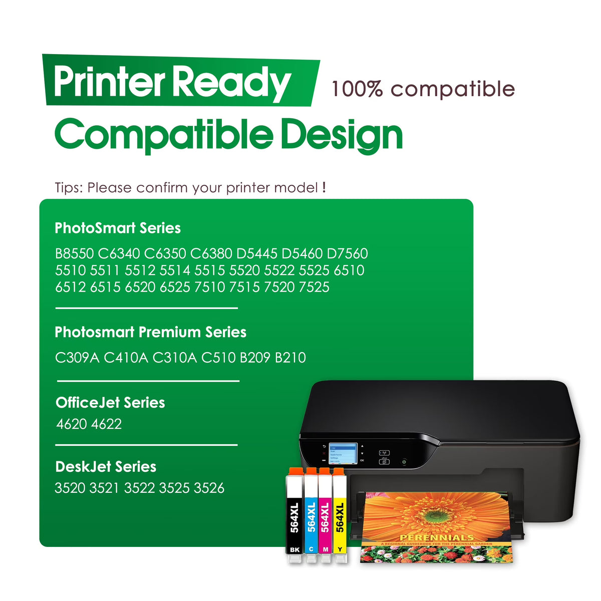 564XL Ink Cartridges Compatible for HP 564 XL Ink Cartridge 564 Ink Work with DeskJet 3520 3521 3522 3525 3526 Photosmart Premium C309A C410A C310A B210 Printers (5 Pack)