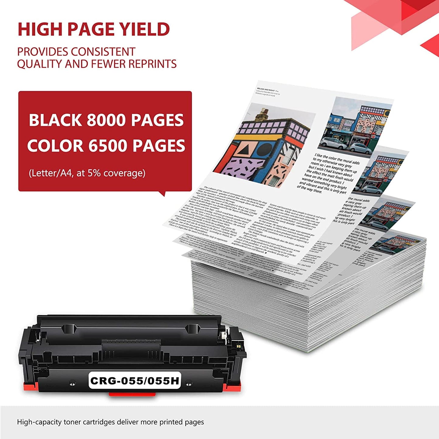 Cartridge 055 Toner Cartridge Set CRG055 055H Replacement for Canon 055 High Yield i-SENSYS LBP660 Series MF740 Series ImageClass LBP664Cdw LBP664Cx Printer, 4-Color