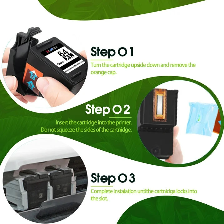 64XL Ink Cartridge Black Tri-Color Compatible for HP 64 Ink Cartridges for Envy 7855 7864 Printers