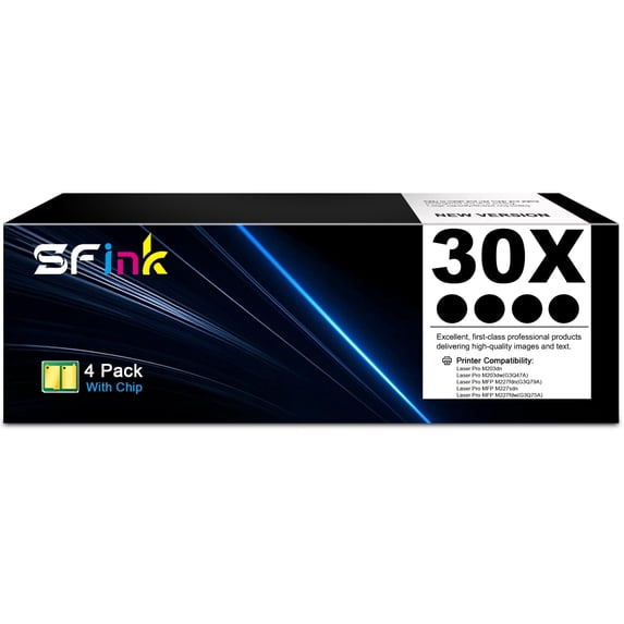 30X (Black ) Toner Cartridges Compatible for HP30X CF230X for LaserJet Pro M203dw M203dn;LaserJet Pro MFP M227fdw M227fdn M227sdn 4-Pack