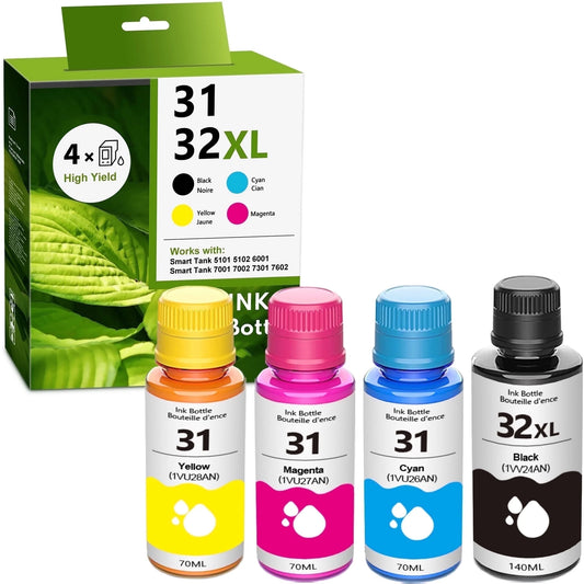 31 Ink 32XL Ink Bottle Cartridges Compatible for HP 31 32 XL Ink Bottle for Smart Tank 5102 7300 Ink Refill Printers